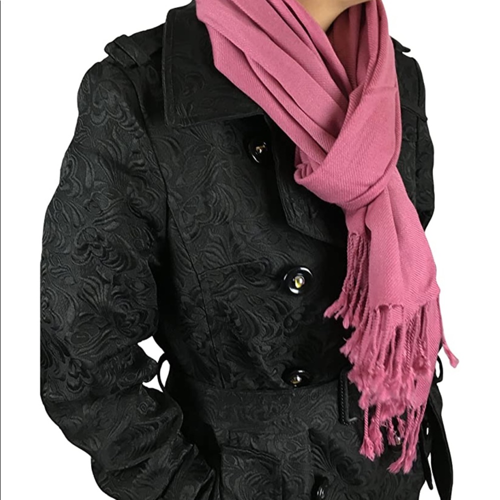 Fringe Pashmina Wrap Scarf in Pink Mauve